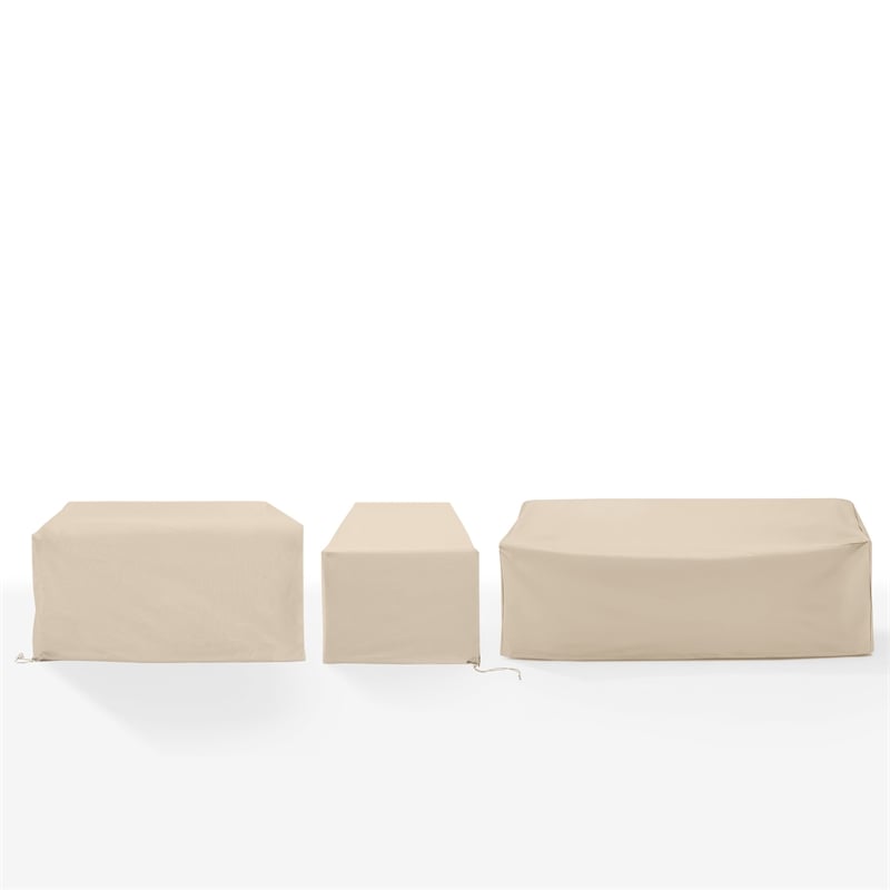 Crosley Furniture Covers 3-Piece Vinyl Outdoor Sectional Cover Set in Tan