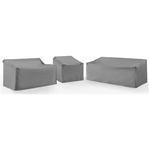 Crosley Furniture Covers 3-Piece Vinyl Outdoor Sectional Cover Set in Gray