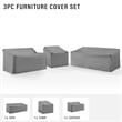 Crosley Furniture Covers 3-Piece Vinyl Outdoor Sectional Cover Set in Gray