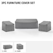 Crosley Furniture Covers 3-Pc Traditional Vinyl Outdoor Sofa Cover Set in Gray