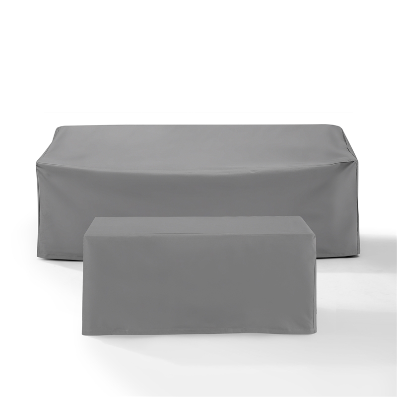 Crosley Furniture Covers 2-Piece Vinyl Outdoor Sofa Cover Set in Gray