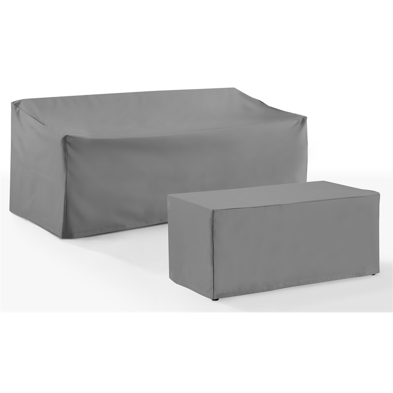 Crosley Furniture Covers 2-Piece Vinyl Outdoor Sofa Cover Set in Gray