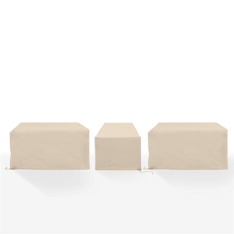 Crosley Furniture Covers 3-Piece Vinyl Outdoor Sectional Cover Set in Tan