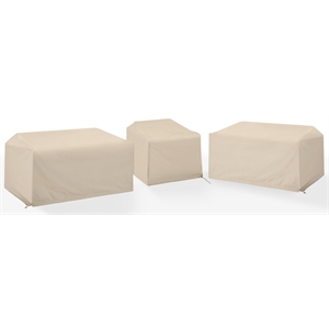 Crosley Furniture Covers 3-Piece Vinyl Outdoor Sectional Cover Set in Tan
