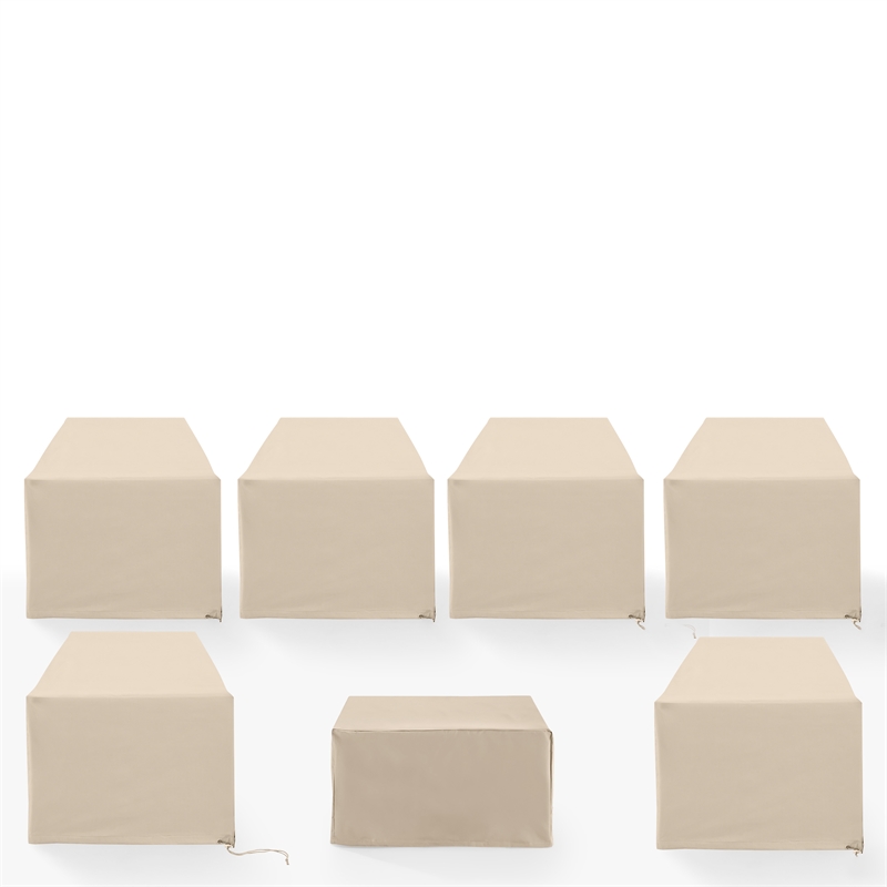 Crosley Furniture Covers 7-Piece Vinyl Outdoor Sectional Cover Set in Tan