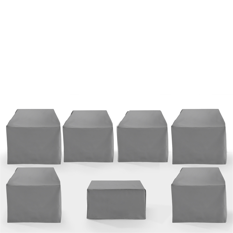 Crosley Furniture Covers 7-Piece Vinyl Outdoor Sectional Cover Set in Gray