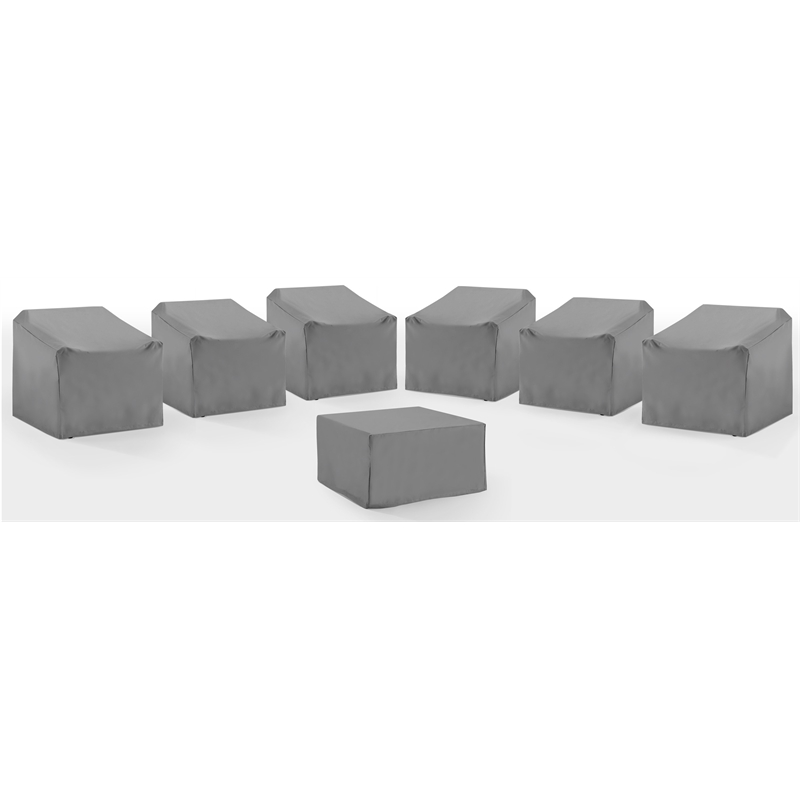 Crosley Furniture Covers 7-Piece Vinyl Outdoor Sectional Cover Set in Gray