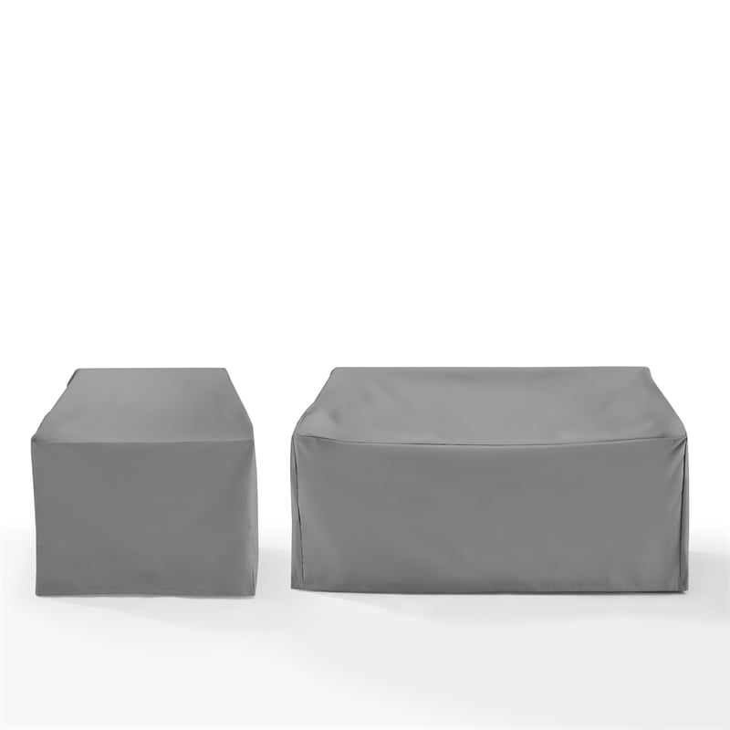 Crosley Furniture Covers 2-Piece Vinyl Outdoor Sofa Cover Set in Gray