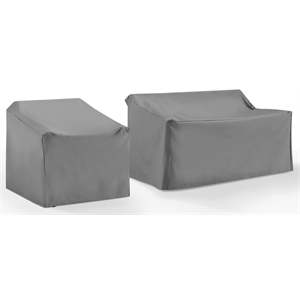 Crosley Furniture Covers 2-Piece Vinyl Outdoor Sofa Cover Set in Gray