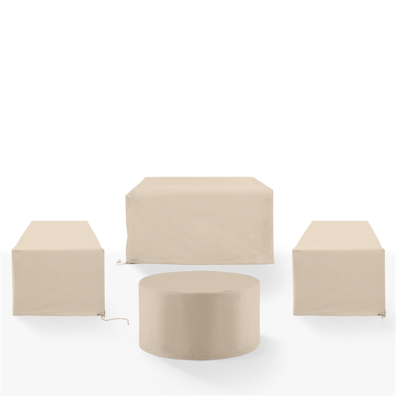 Crosley Furniture Covers 4-Piece Vinyl Outdoor Sofa Cover Set in Tan