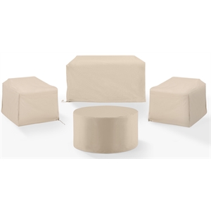 Crosley Furniture Covers 4-Piece Vinyl Outdoor Sofa Cover Set in Tan