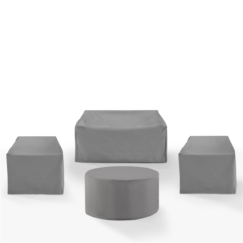 Crosley Furniture Covers 4-Piece Vinyl Outdoor Sofa Cover Set in Gray