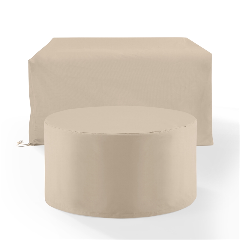 Crosley Furniture Covers 2-Piece Traditional Vinyl Outdoor Sofa Cover Set in Tan