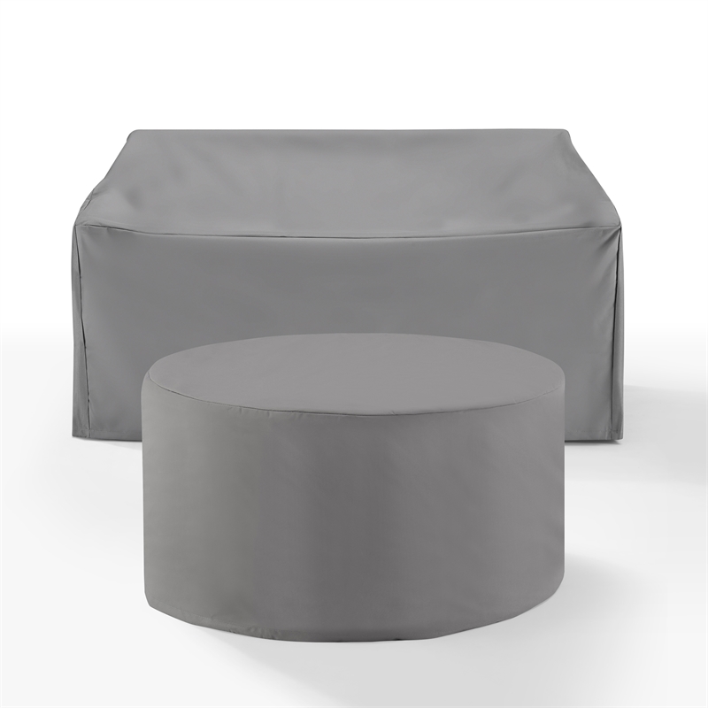Crosley Furniture Covers 2-Pc Traditional Vinyl Outdoor Sofa Cover Set in Gray