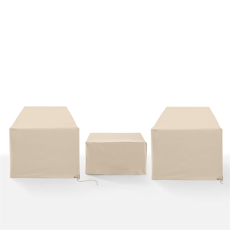 Crosley Furniture Covers 3-Piece Traditional Vinyl Outdoor Sofa Cover Set in Tan