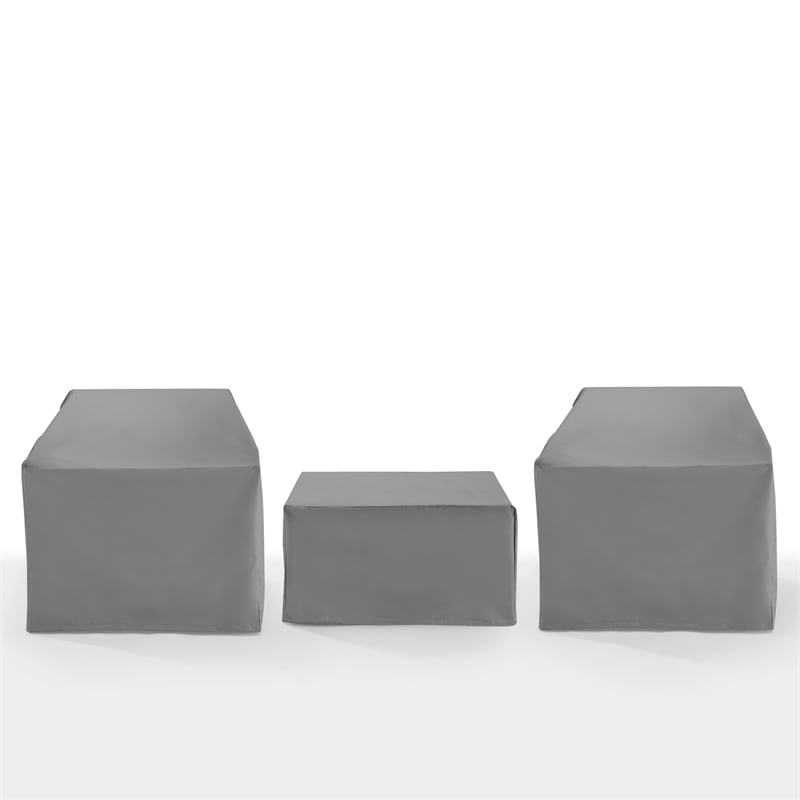 Crosley Furniture Covers 3-Pc Traditional Vinyl Outdoor Sofa Cover Set in Gray