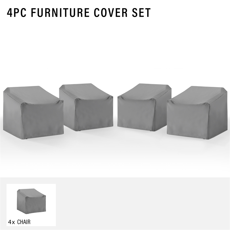 Crosley Furniture Covers Vinyl Outdoor Chair Cover in Gray (Set of 4)