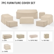 Crosley Furniture Covers 7-Piece Traditional Vinyl Outdoor Sofa Cover Set in Tan