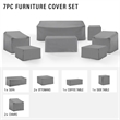 Crosley Furniture Covers 7-Pc Traditional Vinyl Outdoor Sofa Cover Set in Gray