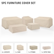 Crosley Furniture Covers 5-Piece Vinyl Outdoor Sectional Cover Set in Tan