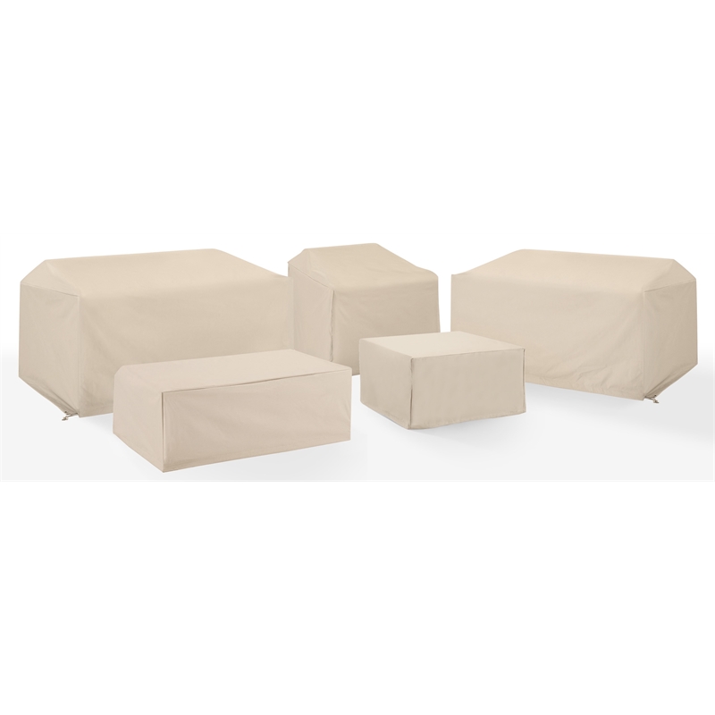 Crosley Furniture Covers 5-Piece Vinyl Outdoor Sectional Cover Set in Tan