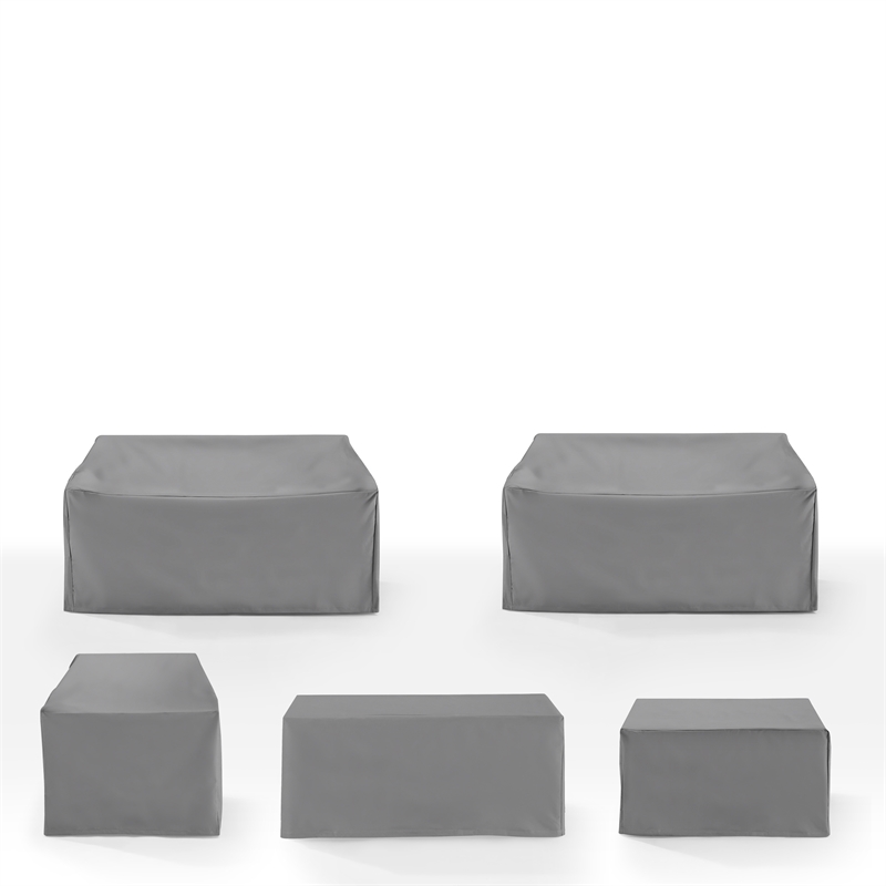 Crosley Furniture Covers 5-Piece Vinyl Outdoor Sectional Cover Set in Gray