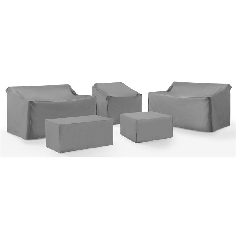 Crosley Furniture Covers 5-Piece Vinyl Outdoor Sectional Cover Set in Gray