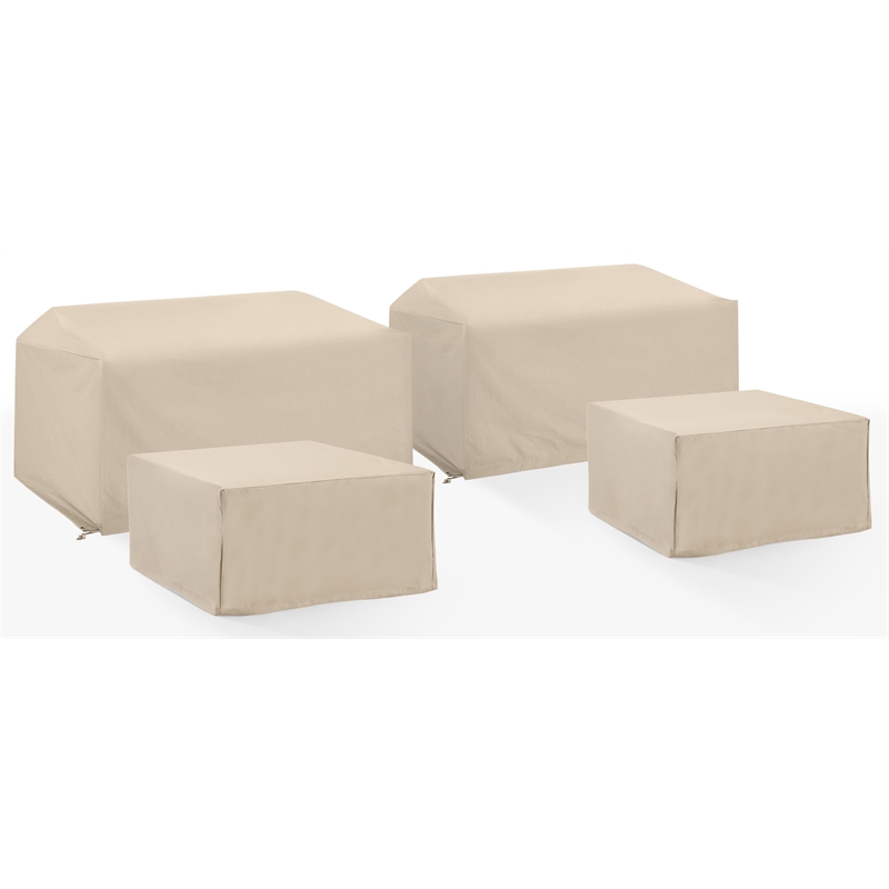 Crosley Furniture Covers 4-Pc Vinyl Outdoor Sectional Cover Set in Tan