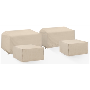 Crosley Furniture Covers 4-Pc Vinyl Outdoor Sectional Cover Set in Tan