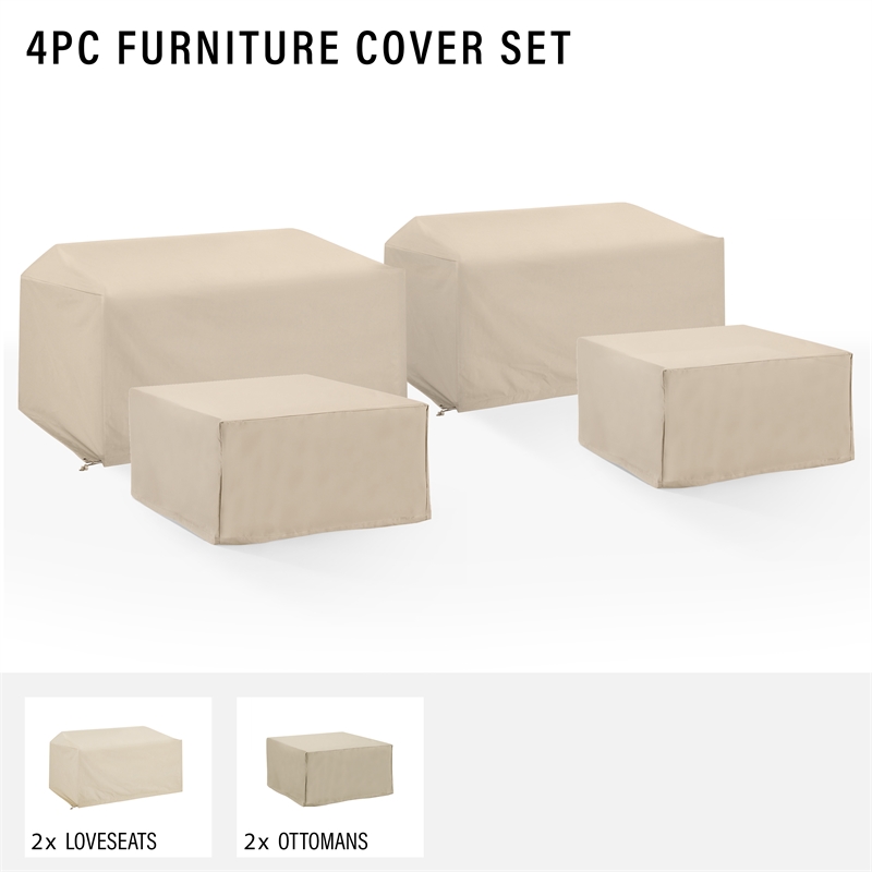 Crosley Furniture Covers 4-Pc Vinyl Outdoor Sectional Cover Set in Tan