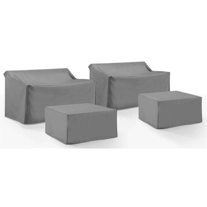 Crosley Furniture Covers 4-Piece Vinyl Outdoor Sectional Cover Set in Gray