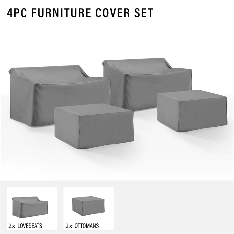 Crosley Furniture Covers 4-Piece Vinyl Outdoor Sectional Cover Set in Gray