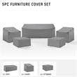 Crosley Furniture Covers 5-Piece Vinyl Outdoor Sofa Cover Set in Gray