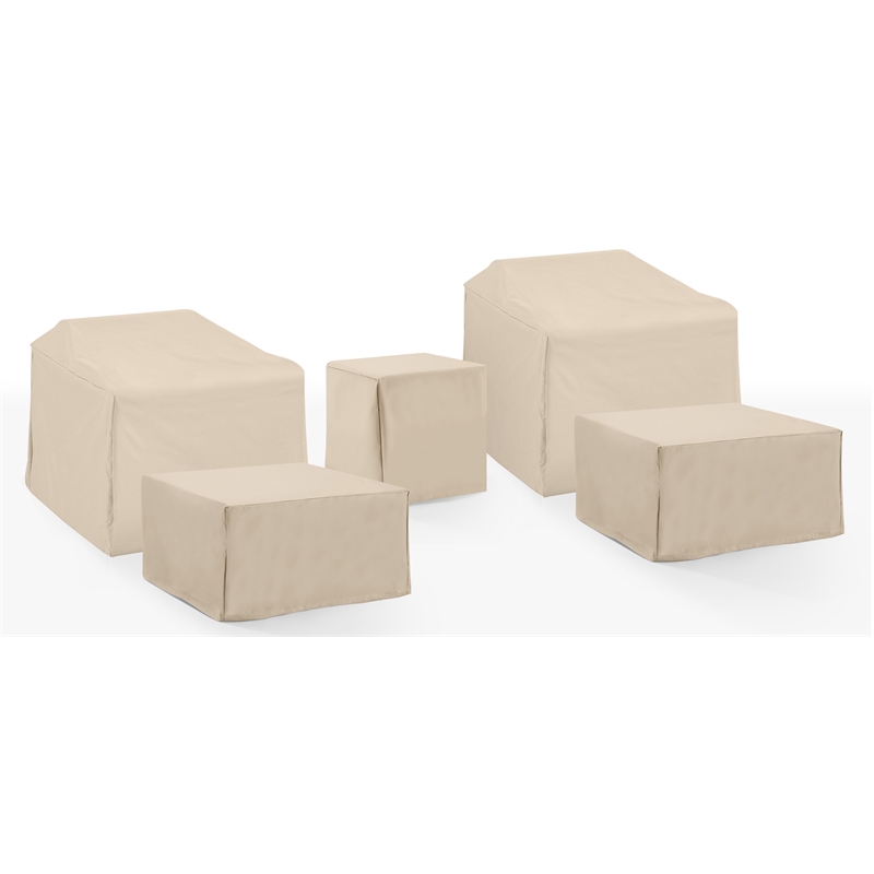 Crosley Furniture Covers 5-Piece Traditional Vinyl Outdoor Sofa Cover Set in Tan
