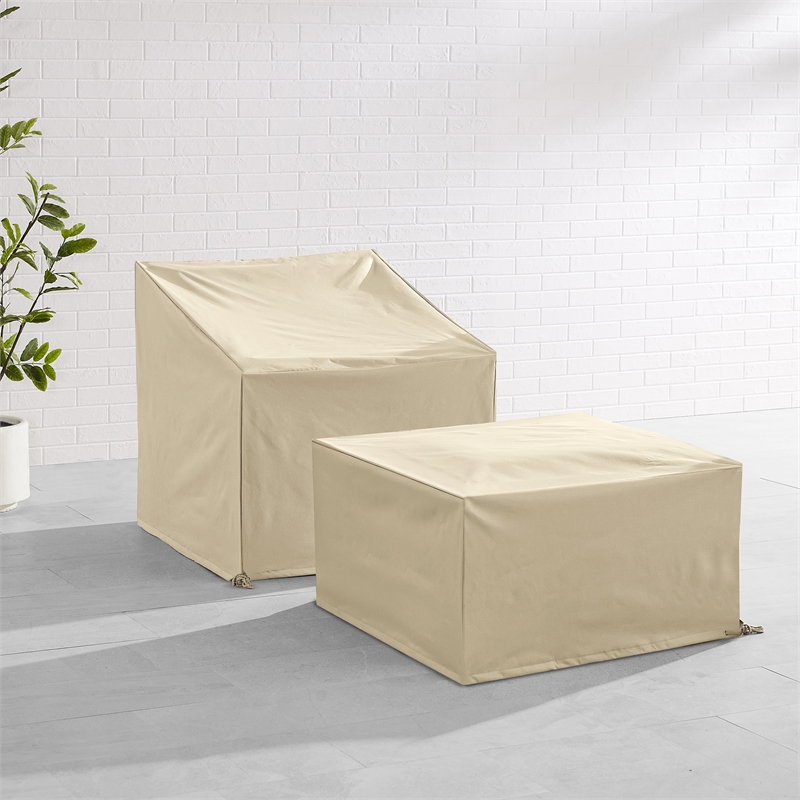 Crosley Furniture Covers 2-Piece Traditional Vinyl Outdoor Sofa Cover Set in Tan