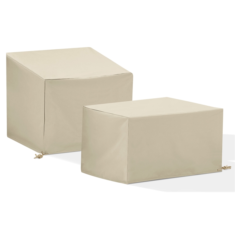 Crosley Furniture Covers 2-Piece Traditional Vinyl Outdoor Sofa Cover Set in Tan