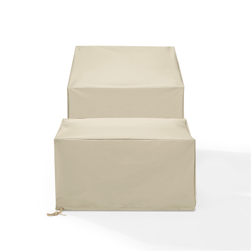 Crosley Furniture Covers 2-Piece Traditional Vinyl Outdoor Sofa Cover Set in Tan