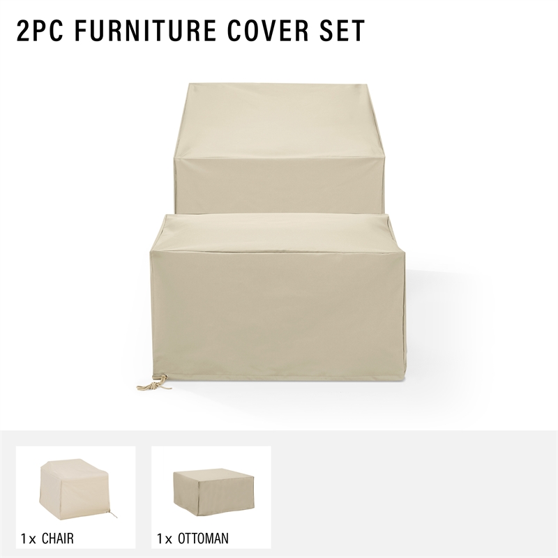 Crosley Furniture Covers 2-Piece Traditional Vinyl Outdoor Sofa Cover Set in Tan
