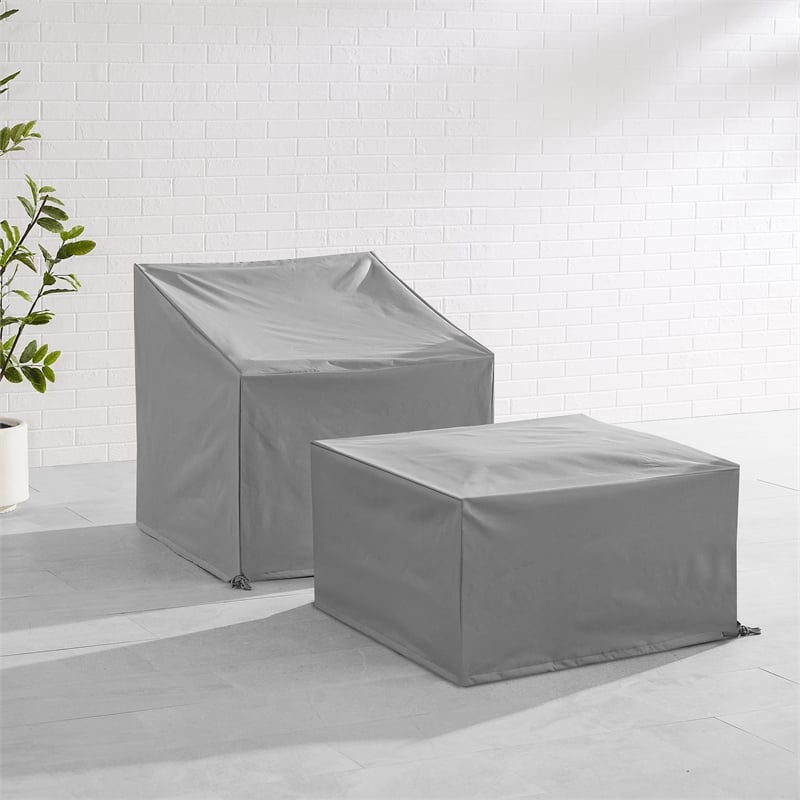Crosley Furniture Covers 2-Pc Traditional Vinyl Outdoor Sofa Cover Set in Gray