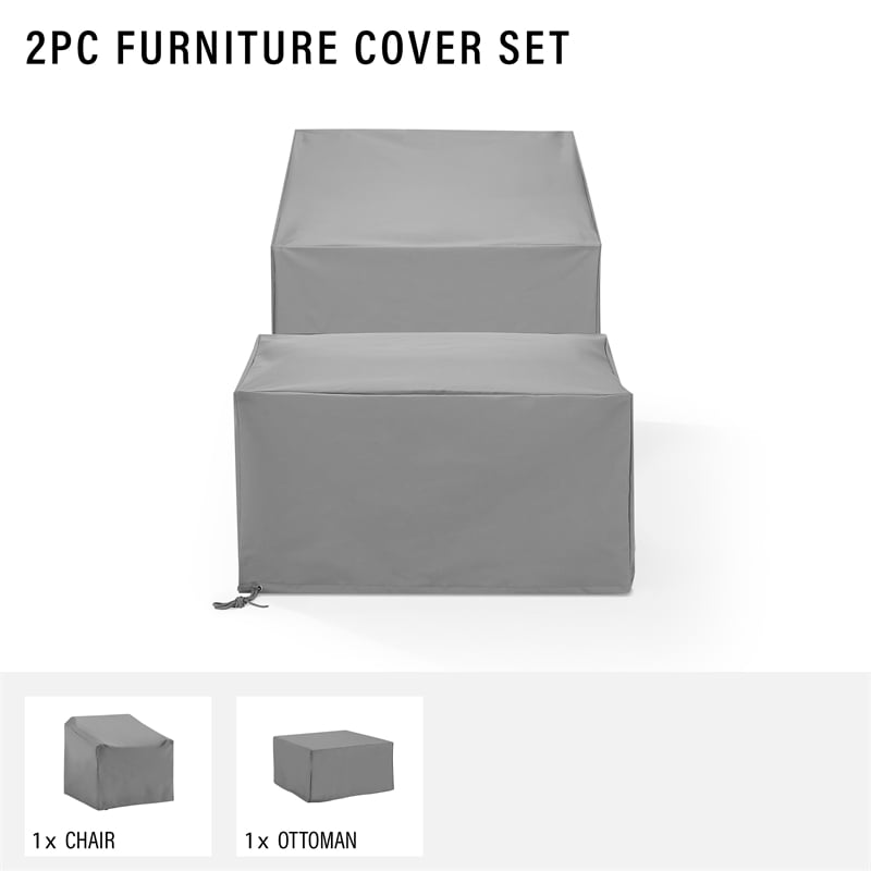 Crosley Furniture Covers 2-Pc Traditional Vinyl Outdoor Sofa Cover Set in Gray