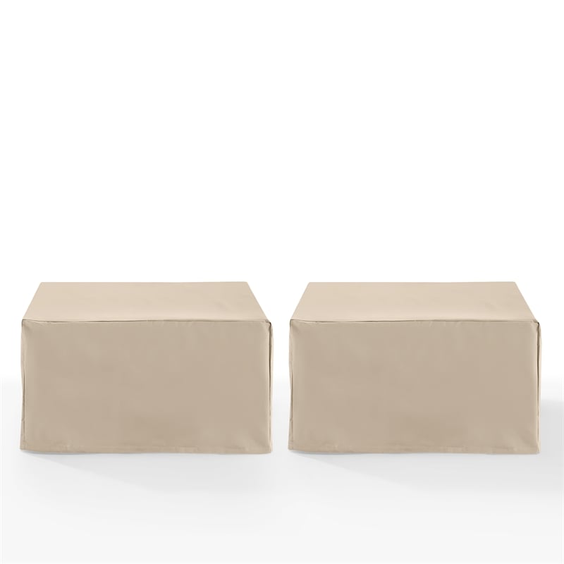 Crosley Furniture Covers Vinyl Square Table and Ottoman Cover in Tan (Set of 2)