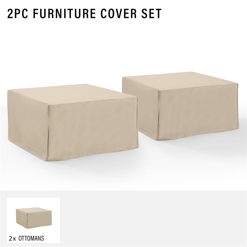 Crosley Furniture Covers Vinyl Square Table and Ottoman Cover in Tan (Set of 2)