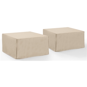 Crosley Furniture Covers Vinyl Square Table and Ottoman Cover in Tan (Set of 2)
