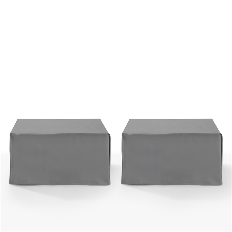 Crosley Furniture Covers Vinyl Square Table and Ottoman Cover in Gray (Set of 2)