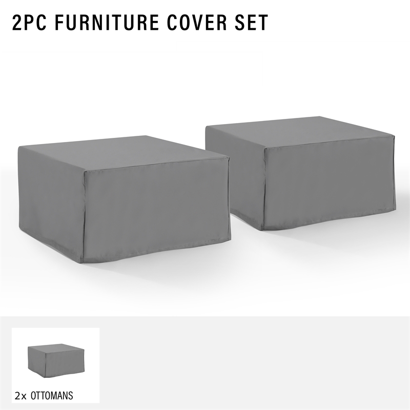 Crosley Furniture Covers Vinyl Square Table and Ottoman Cover in Gray (Set of 2)