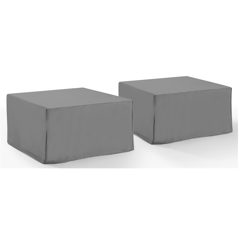 Crosley Furniture Covers Vinyl Square Table and Ottoman Cover in Gray (Set of 2)