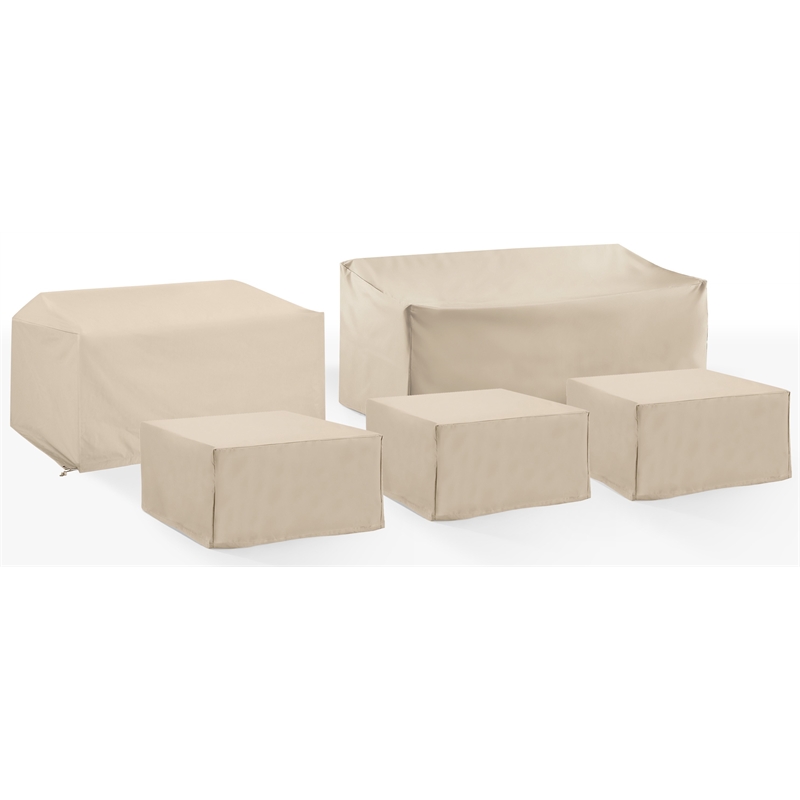 Crosley Furniture Covers 5-Piece Vinyl Outdoor Sectional Cover Set in Tan