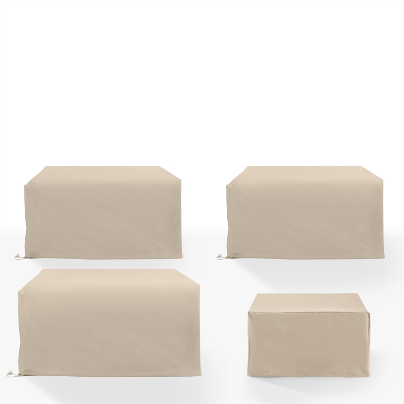 Crosley Furniture Covers 4-Piece Traditional Vinyl Sectional Cover Set in Tan