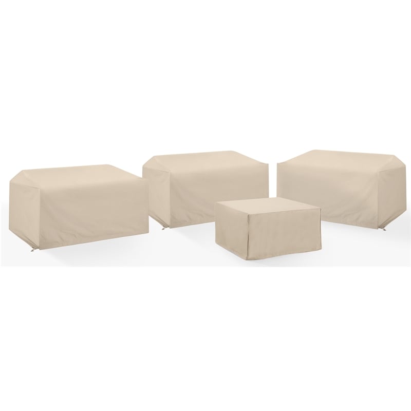 Crosley Furniture Covers 4-Piece Traditional Vinyl Sectional Cover Set in Tan