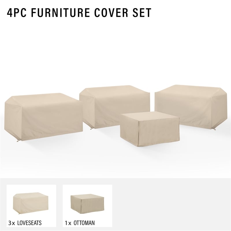 Crosley Furniture Covers 4-Piece Traditional Vinyl Sectional Cover Set in Tan